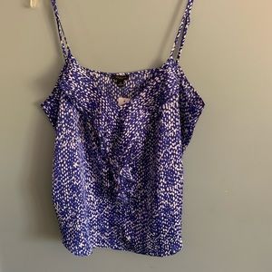 Ann Taylor Blue & White Speckled Tank Top